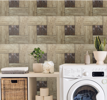 Wood effect wallpaper faux wood panels - TenStickers