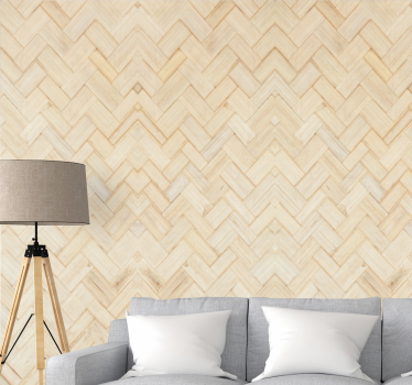 Wood style white herringbone parquet wood wallpaper - TenStickers