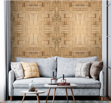 Woven wood effect wallpaper - TenStickers