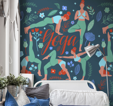Yoga Poses Illustration nature wallpaper - TenStickers