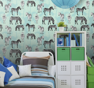 Zebra Safari pattern Cool animal wallpaper - TenStickers